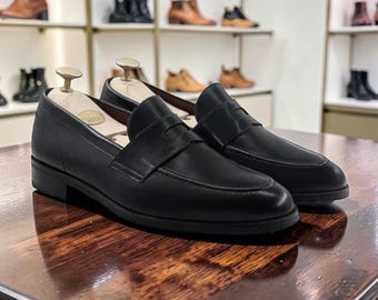 Klassieke zwarte leren loafers voor heren – handgemaakte instapmocassins