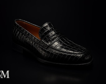 Handmade Men’s Black Textured Cow Leather Moccasin Dress Shoes | Formal Slip-On Office Loafers | Luxury Handmade Leather Shoes by Stedmen