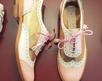 Handmade Women’s Multicolor Leather Oxford Shoes – Wingtip Brogue Lace Up Dress Footwear
