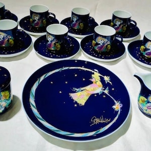 vintage 1970s ROSENTHAL 1001 Nights BJORN WIINBLAD porcelain demitasse coffee set cups saucers