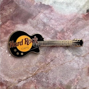 1985 HARD ROCK CAFE London Les Paul guitar enamel pin black no name fc Parry