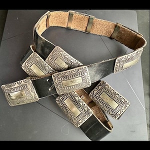 Vintage 1980-tals JAMES SHAY JS Navajo Sterlingsilver Concho-bälte rektangulär form