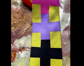 vintage 1990s GENE MEYER silk NECKTIE tie geometric design crosses made in Japan