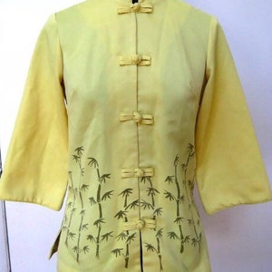 Vintage 1960s ladies Asian Chinese style jacket DAEL&#39;S CASUALS HAWAII yellow 2 4