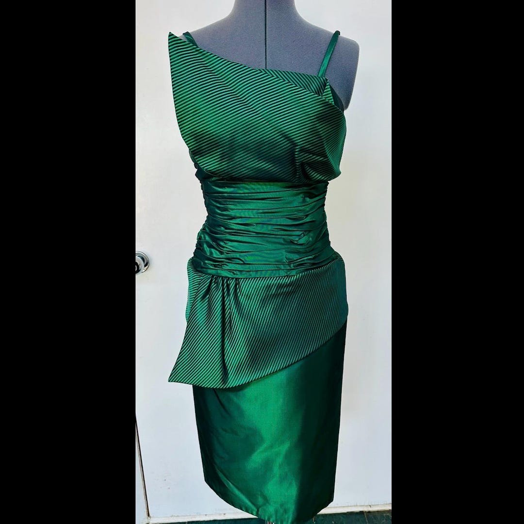 Vintage 1980s ALYCE DESIGNS Prom Semi Formal Angular DRESS Ruched ...