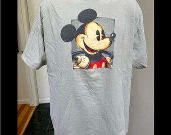 vintage 1990s DISNEY STORE Mickey Mouse tshirt tee sage green old style portrait XL