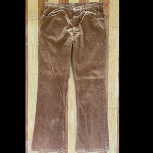 vintage 1970s LEVI&#39;S White Tab rust brown CORDUROY JEANS pants Talon zip 36x34