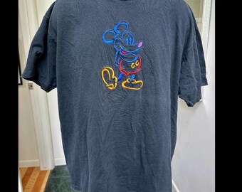 vintage 1990s DISNEY Parks retro MICKEY MOUSE bawełniana koszulka z haftem xl