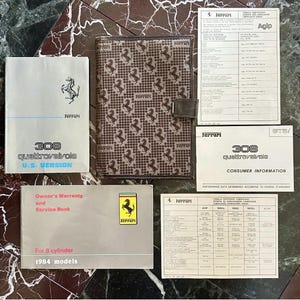 vintage 1984 FERRARI 308 gts Quattrovalvole Complete POUCH MANUAL Service Book Chart
