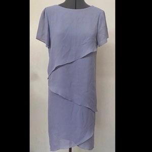 vintage 1980s SAKS FIFTH AVENUE layered tiered chiffon dress gray blue purple 9 10
