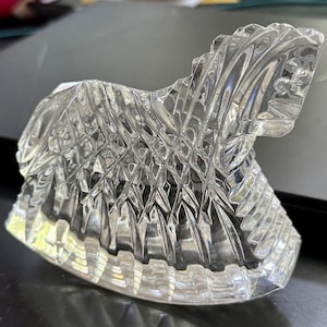 vintage 1990s WATERFORD Crystal 3D rocking horse FIGURINE PAPERWEIGHT baby shower gift