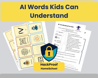Vocabolario di intelligenza artificiale per bambini / Età 8-12 / Termini e definizioni di intelligenza artificiale / Schede didattiche e schede didattiche stampabili