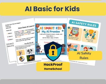 Fundamentos de IA para niños: Introducción a la inteligencia artificial / De 9 a 13 años / Cuaderno de ejercicios imprimible / Educación en casa y en el aula