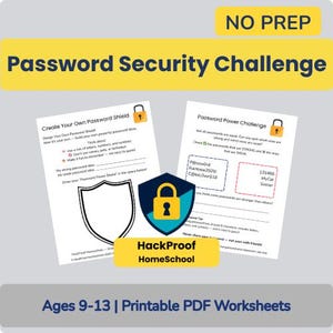 Password Security Challenge – Strong Password Practice | Ages 9–13 | Printable Worksheet | Homeschool & Classroom