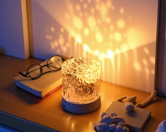 Water Ripple Lamp: Rotating LED Projection Night Light