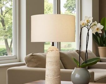 Nordic Travertine Stone Table Lamp – Modern Wabi-Sabi Light