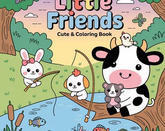 Little Friends Coloring Book, 90+ Digital Printable Pages, Instant Download For Kids & Adults, BONUS FREE +1 Coloring Book, Digital Download
