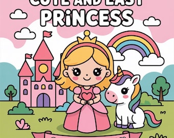 Libro da colorare di principesse carine, oltre 100 pagine per bambini, pagine da colorare kawaii, libro d'arte stampabile, download immediato in PDF