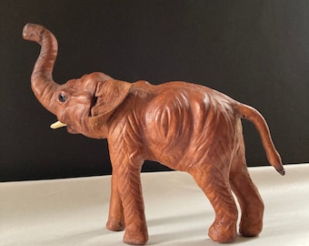 Leather Elephant Vintage Etsy