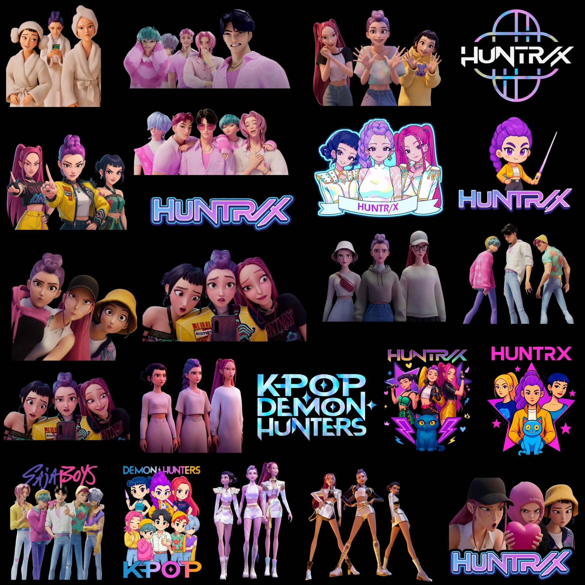 Buy Huntrix Kpop Demon Hunters Png Bundle, Kpop Idol Group Png Design ...