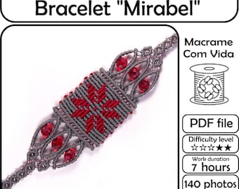 Macrame tutorial Bracelet "Mirabel", macrame pattern PDF, beaded macrame bracelet step by step