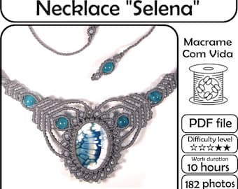 Macrame Necklace Tutorial with Wrapped Stone (PDF Pattern)