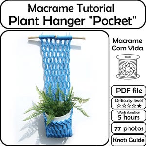 Macrame plant hanger pattern Macrame pocket pot holder Beginner macrame PDF