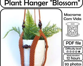 Macrame pattern Plant Hanger "Blossom" Beginner macrame diy
