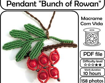 Micro Macrame Rowan Pendant Tutorial PDF – Berry Cluster Jewelry Pattern, Step by Step Guide