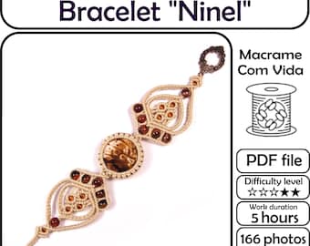 Macrame Tutorial Bracelet  "Ninel", micro macrame jewelry pattern, PDF macrame bracelet tutorial