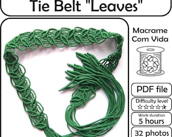 Macrame Belt Tutorial, Leaves & Tassels, Beginner PDF Pattern