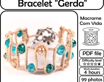 Patrón de pulsera de macramé "Gerda", patrón de macramé para principiantes, tutorial de macramé en PDF