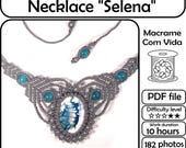 Macrame Tutorial Necklace with stone "Selena" Diy Macrame Jewelry Pattern