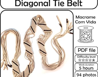 Macrame Tassel Belt Tutorial, Beginner DIY Pattern (PDF)