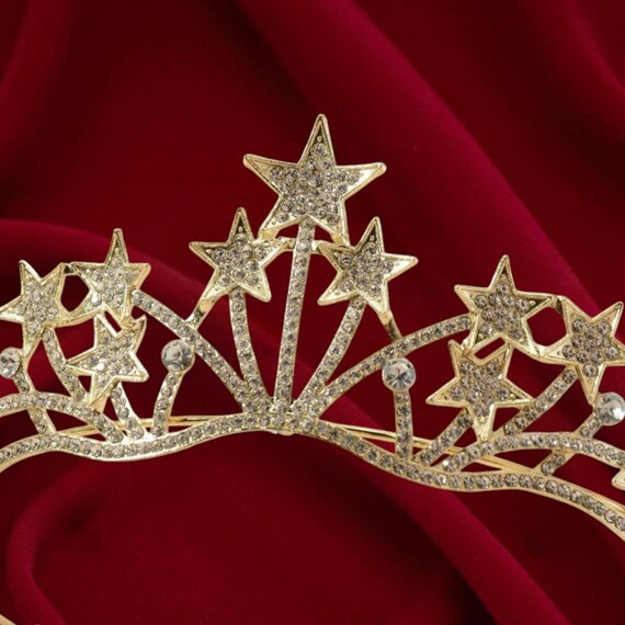 Gold Star Rhinestone Tiara – Princess Crown, Wedding Hair  display picture 2
