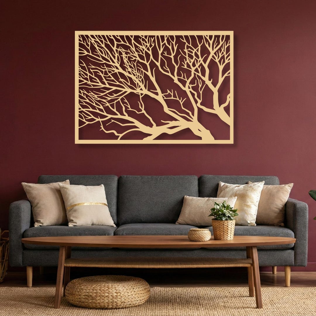 Abstract Tree Branch Metal Wall Art, Modern Nature Inspired Metal Wall ...