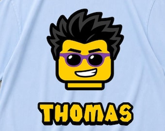 Kundenspezifisches Bauziegel-Vati-T-Shirt, personalisiertes Kindernamen-Shirt, Benutzerdefiniertes Papa-T-Shirt, Bauziegel-Vatertag-T-Shirt