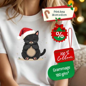 T-Shirt with Black Cat | Cotton | S-5XL | 16 Colors