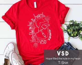 CHD Warrior Shirt | VSD Hope Filled Heart | Congenital Heart Defect Awareness | Short-Sleeve T-Shirt | Adult | Youth | Toddler