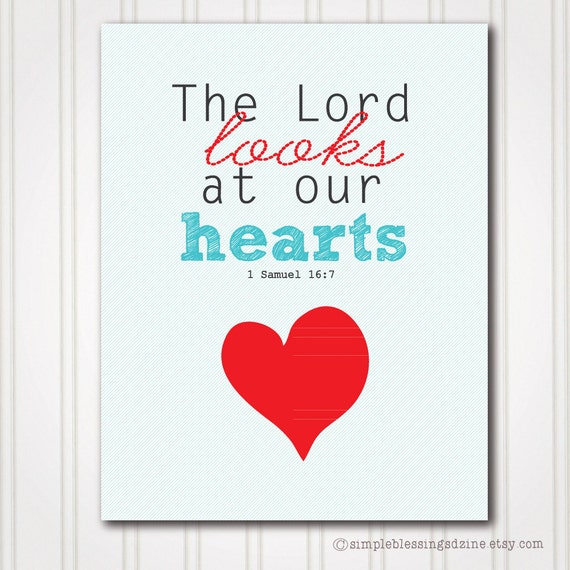 Art Print 1 Samuel 167 He Looks At Our Hearts Scripture Printable