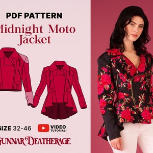 Patron de couture de veste de moto tendance | TÉLÉCHARGEMENT INSTANTANÉ| Patron PDF | Unisexe | Patron de veste de moto | Patron de couture pour débutants | Facile
