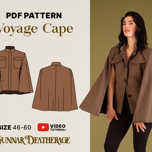 Blazer Cape Sewing Pattern | INSTANT DOWNLOAD | Unisex | PDF Printable  Pattern | Beginner Sewing Pattern | Fashion Suit Jacket Capelet