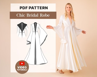 Bridal Aurora Robe Sewing Pattern | Hollywood Glamour, Sizes 00-32 (PDF Pattern)