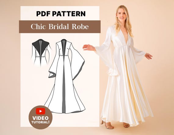 Bridal Aurora Robe Sewing Pattern | Hollywood Glamour, Sizes 00-32 (PDF Pattern)