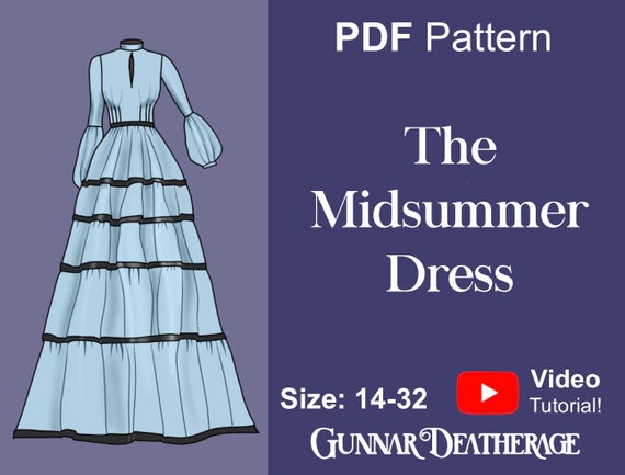 Multi-tier Floor Length Dress Sewing Pattern | Ribbon Skirt