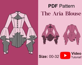 Fantasy Bluse mit dramatischen Ärmeln | DIGITALER DOWNLOAD | PDF Schnittmuster | Anfängerfreundlich | Ausführliches Tutorial | Renaissance-Jahrmarkt