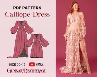 Boho Gown Sewing Pattern| INSTANT DOWNLOAD| Easy Sewing Pattern | Wedding Dress Sewing Pattern | Prom Dress | Printable Sewing Pattern|