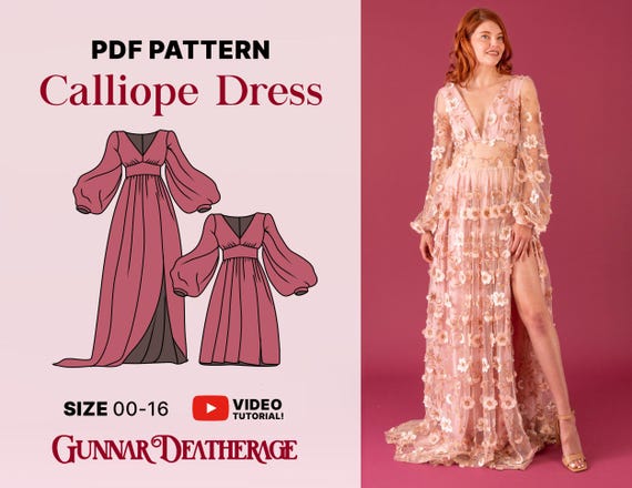bohemian wedding dress sewing patterns Boho Gown Sewing Pattern| INSTANT DOWNLOAD| Easy Sewing Pattern | Wedding  Dress Sewing Pattern | Prom Dress | Printable Sewing Pattern|