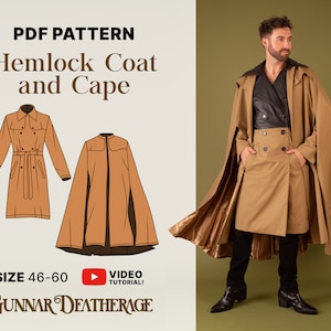 Trench Coat and Cape | INSTANT DOWNLOAD| Printable Sewing Pattern | Easy Sewing Pattern| Gender Neutral| Vintage Inspired Coat and Cloak