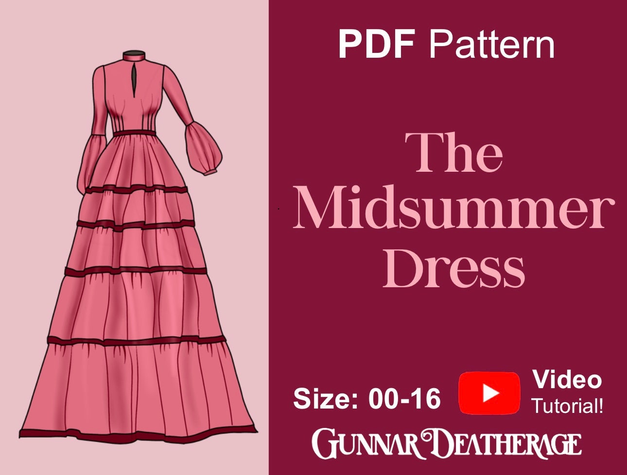 Multi-tier Floor Length Dress Sewing Pattern | Ribbon Skirt